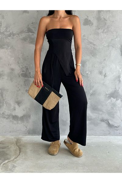 badibadii Set Indigo pentru damă - Bluză cu șnur și pantaloni largi