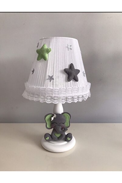 Keçeli parti hayalleri Gray Elephant Pistachio Green Baby Kids Room - Lampshade