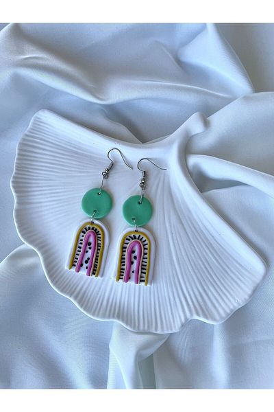 TREND Miyamila Collection Scattered Lines Model Elegant Colorful Polymer Earrings