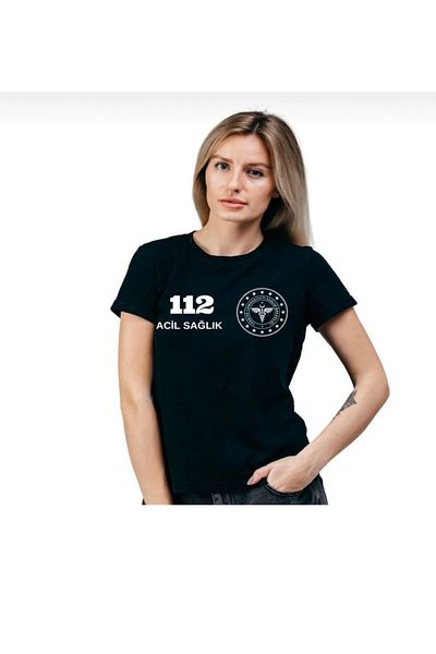 Ege wear outlet 112 Tricou obișnuit din bumbac model A cu design de urgență