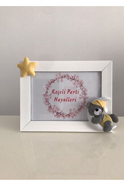 Keçeli parti hayalleri إطار غرفة الأطفال الرضع باللون الرمادي والأصفر