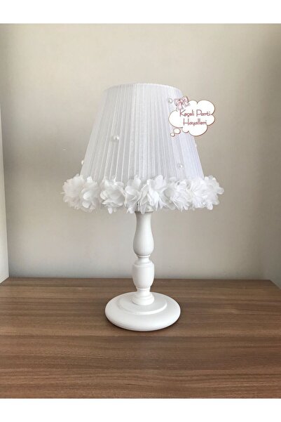 Keçeli parti hayalleri White Tulle Flower Pearl Baby Kids Room - Lampshade