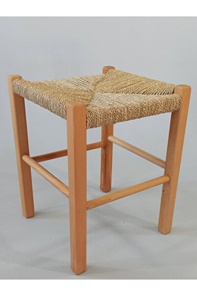 Özer Aldoğan Hasır Örgülü Ahşap Tabure Natürel Renk 45cm (35CMX35CM)