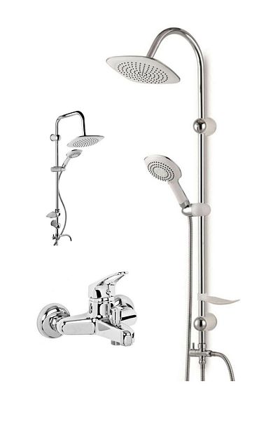 TOPTANFONİ White Robot Overhead Shower System - Multifunctional Sprinkler and Open Close Bathroom Set