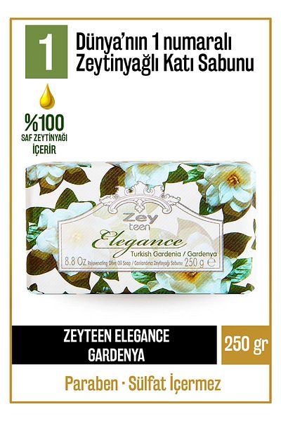 Olivos Natural Elegance Gardenia Olive Oil Solid Soap with Olive Oil Hand Soap Moisture Balancing 250 gr
