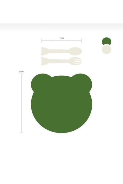 Bayev Green Bear Food and Baby Set with Fork and Spoon