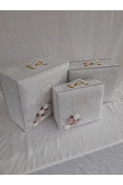 Nima Çeyiz Sandık 3lü Set Nişan ve Çeyiz Sandığı Bavul Tipi