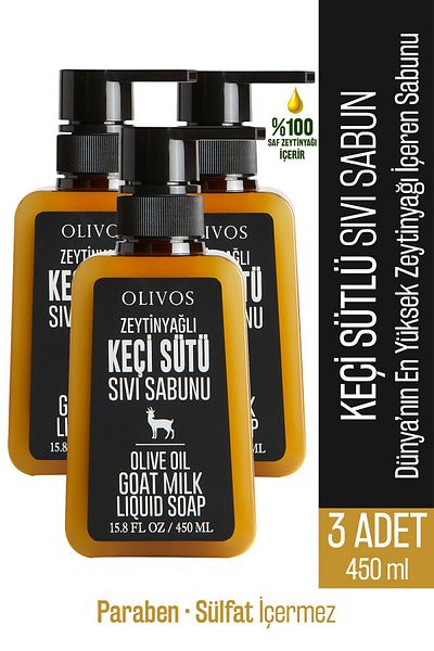 Olivos Natural Olive Oil Goat Milk Liquid Soap Olive Oil Hand Soap Intensive Moisturizing 3 PCS 450 Ml