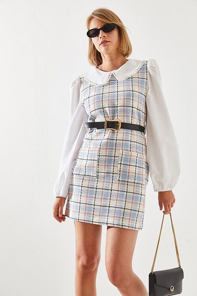 Bianco Lucci Damenkleid mit Karomuster – Gürtel und Kragen