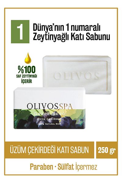 Olivos 100% Natural Spa Series Sadness Seed and Olive Oil Solid Soap Hand Soap Moisture Balancing 250 gr