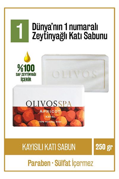 Olivos 100% Natural Spa Series Apricot and Olive Oil Solid Soap Hand Soap Moisture Balancing 250 gr