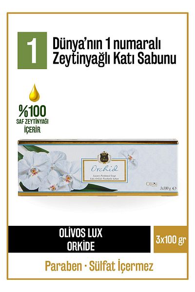 Olivos Natural Lux Solid Soap with Orchid and Olive Oil Olive Oil Hand Soap Intensive Moisturizing 3 Pieces 100 gr