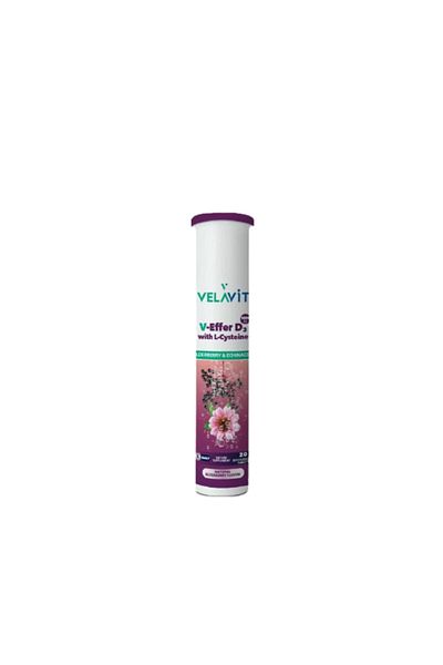 Velavit V-Effer D3 - 20 Efferves SuppLeMent with L-Cysteine, L-Cysteine and BLack ELderberry