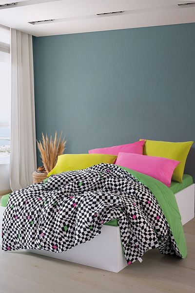 Cozy Home Dazzle Green - Set cuvertură de pilota cu elastic dublu, culori popping