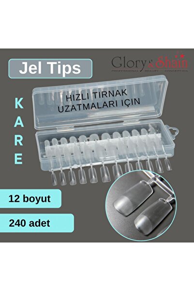 Glory&Shain Jel Tips 240 adet ''Kare'' Protez Tırnak