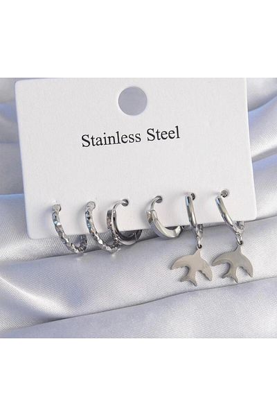 G Sport POLO Colorful Steel and Silver Bird EarrinG Set - Guaranteed