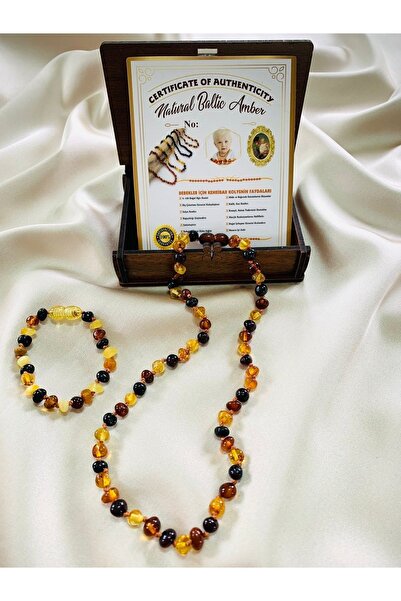 Hekimana Kehribar Kolye Bileklik Set / Bebek Kolye / Diş Kolyesi / Kehribar K...