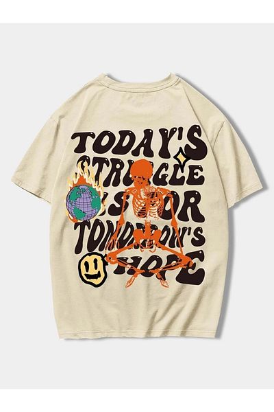 Mad&Calf Μπλουζάκι Unisex Today's Struggle με στάμπα Oversize