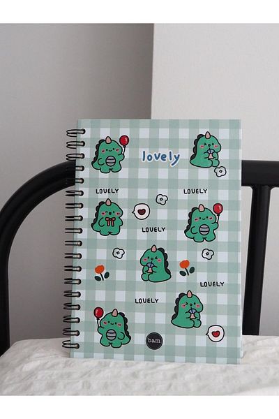 Planet Butik Dino Lovely Kawai - دفتر ملاحظات بتصميم حلزوني