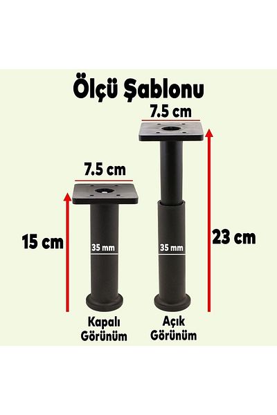 Badem10 Picioare de susținere reglabile Mobilier Canapea Fotoliu Booster Reglabile 15 Cm Picioare de ridicare negre
