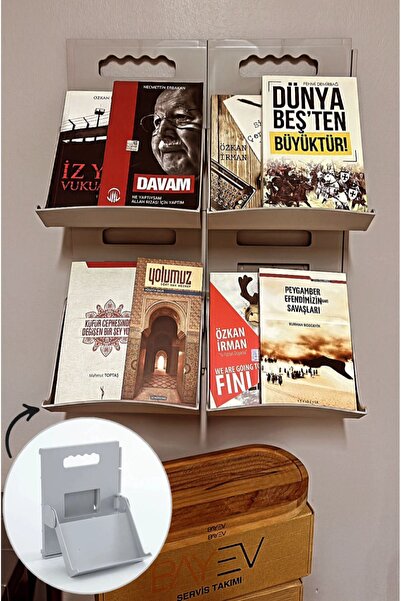 Bayev Lyon Plastik 4’lü Kitaplık Kitap Dergi Rafı Gazetelik Kütüphane Gri 18 ...