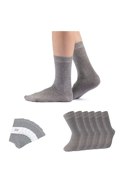 Soho Mood Women Bamboo Socket Long Straight Gray Socks Seamless Premium 6-Pack