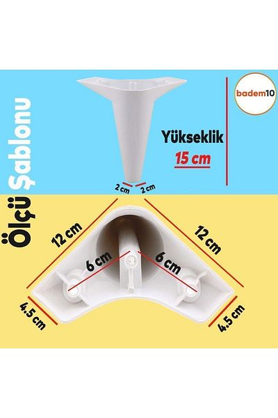 Badem10 Aspen Set 12 Mobilier Canapea Fotoliu Unitate TV Picior de bază Suport picioare 15 Cm Aspirator robot