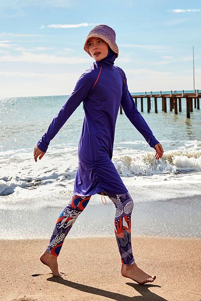 Marina Purple Lycra Full Covered Hijab Swimsuit - M2494