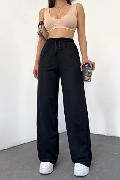 S&A DESIGN Dámské elastické bezkapsové kalhoty Palazzo s vysokým pasem - širo...