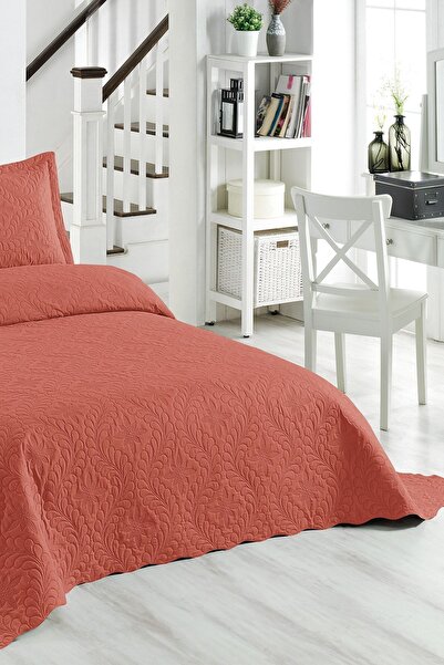 Örtüm Ivy Double Microfiber Quilted Bedspread - Coral