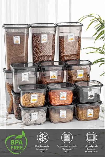 Meleni Home 18-Piece Multi Rectangular Storage Container with Daisy Label Microwave and Freezer Compatible 6x(1.3LT-2 LT-3.2 LT)