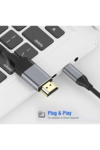 MATECHNO 2 Metre 8 Gbps Hız 4K/30 Hz Type C To HDMI Çevirici Dönüştürücü TV Telefon PC Hasır Bağlantı Kablosu