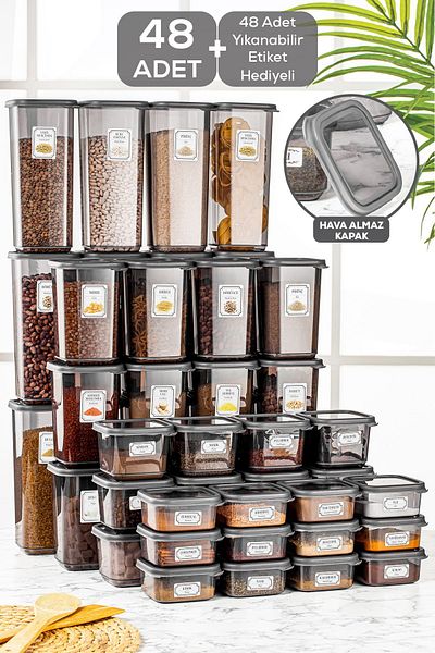 Meleni Home 48 Piece Dowry Set - Labeled Square Food Storage Container Breakfast Snack Bowl Spice Bowl Pulses Container