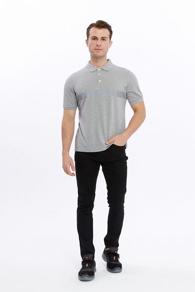 Uniprom Gray Melange Men's Polo Collar ReflecTive T-shirt