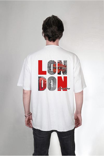 Darkia London London Printed - Tricou supradimensionat alb cu două fețe