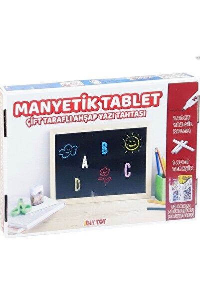 Taba Manyetik Çift Taraflı Tablet Ahşap Yazı Tahtası Magnetli
