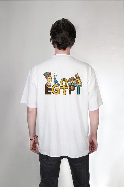 Darkia Double sided White Oversize T-shirt - EgypTian Mythology Printed