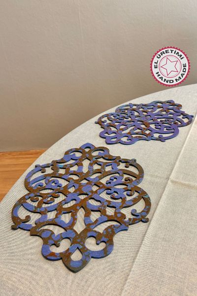 Uretti Gülin 6449 - Ebru Art Laser Cut 40cm Felt Supla Σετ 2 τεμαχίων - Μπλε