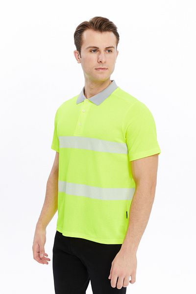 Uniprom HiGh-lookinG reflecTive Men's Polo T-shirt - Neon Yellow