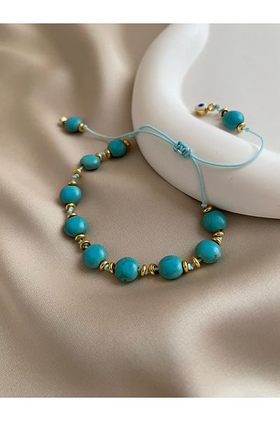 Nowadays Turquoise Stone Detailed Thread Bracelet