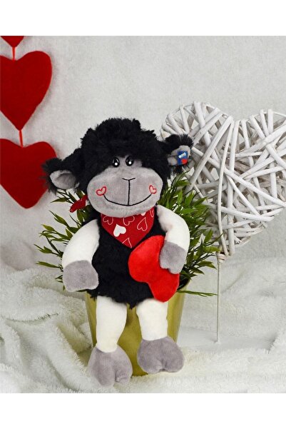 LRS STORE Peluş Kuzu 25 Cm Uyku Arkadaşı Kara Kuzu ithal Kumaş