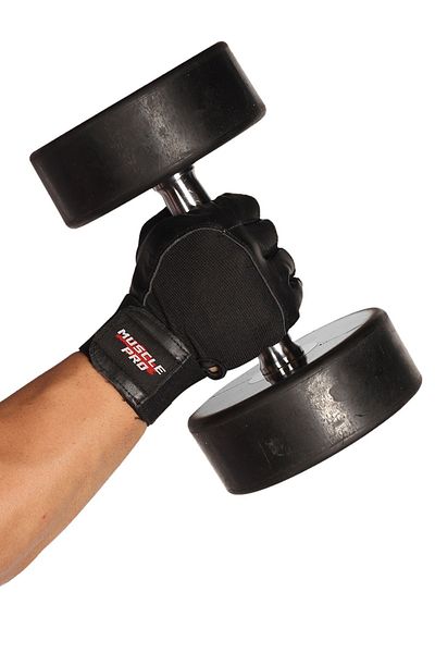 MUSCLE PRO Gloves leather with wristband