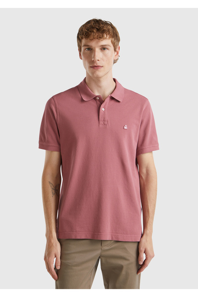 United Colors of Benetton Ανδρικό κοντομάνικο μπλουζάκι πόλο σε χρώμα Dusty R...