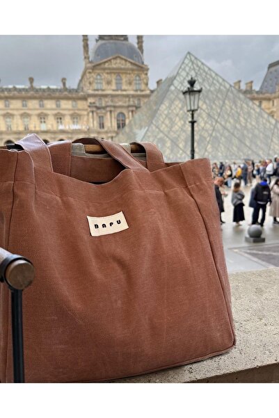 bapubags Mumlu Kanvas Totebag Çanta- Kiremit