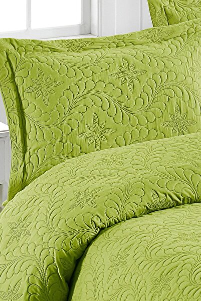 Örtüm Ivy Fıstık Yeşili Çift Kişilik Microfiber Kapitone Yatak Örtüsü