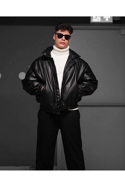 S&M CLOTHİNG Новосезонно мъжко кожено яке тип oversize