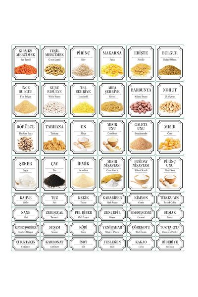 Meleni Home 24 Pieces Square Food Storage Container with Label - Pulses Container 6x (300-500-1100-1700 ML) Food Container