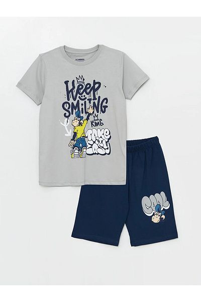 LC Waikiki LCW DREAM Boys Cycling Neck Monkey με εμπριμέ σορτς πιτζάμες