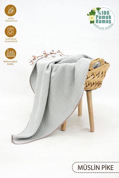 mordesign 4 Layer Muslin Baby Blanket - 100% Cotton, 80X100 Cm, Soft Series