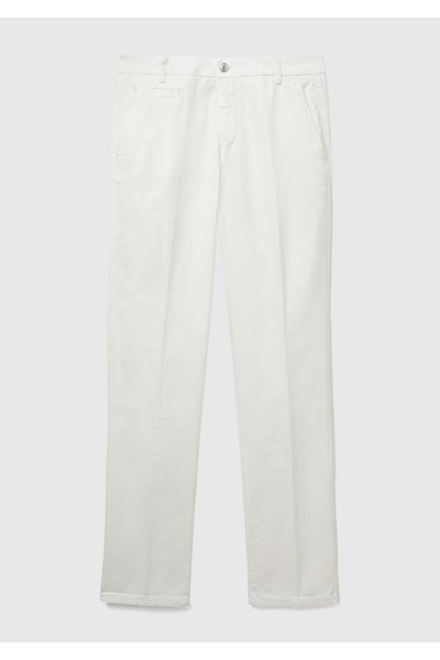 United Colors of Benetton White Elastane Women's Chino Pants - Basic Model